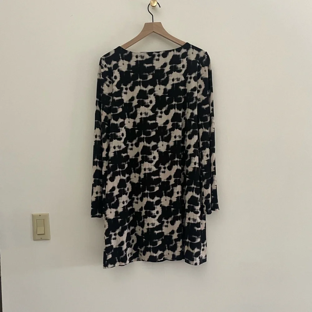 Nicole by Nicole Miller Black White Dress Long Sleeve Women’s L Large - Picture 3 of 4